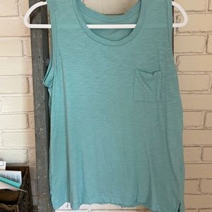 Small Madewell sleeve tank top, ocean blue